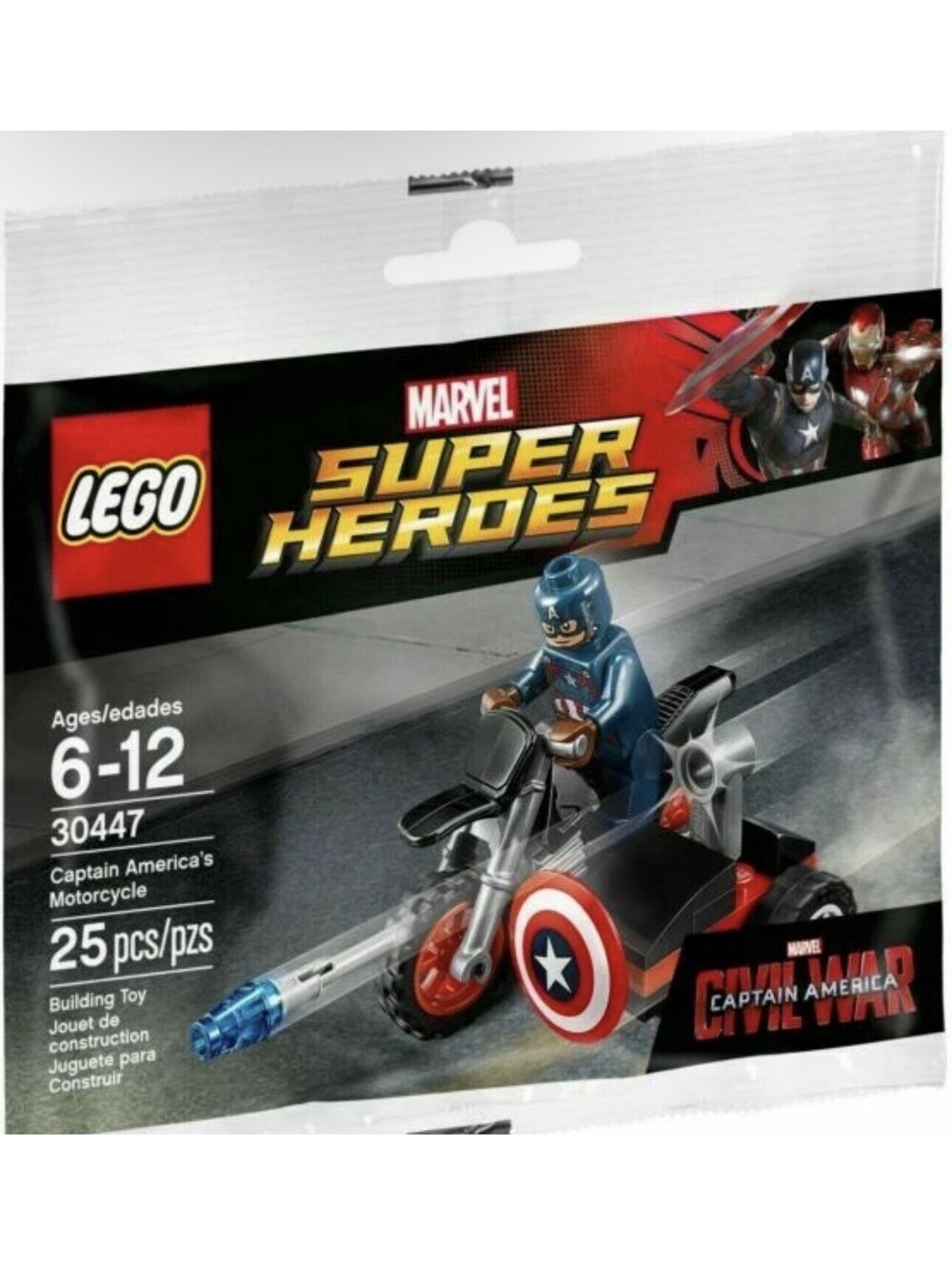 LEGO MARVEL SUPER HEROES Captain America’s Motorcycle Set 30447 New Polybag Bike